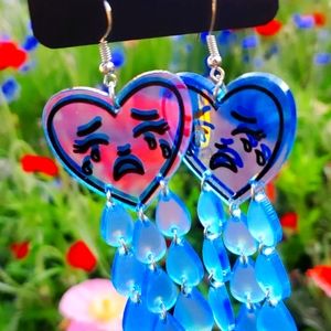 Crying heart earrings